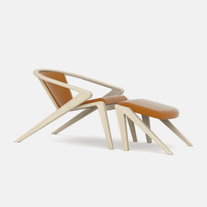 P.R. LOUNGE wood back with Ottoman | Luxury Lounge Chair - AROUNDtheTREE