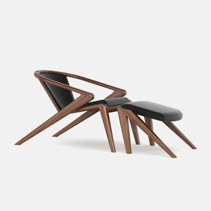 P.R. LOUNGE wood back with Ottoman | Luxury Lounge Chair - AROUNDtheTREE